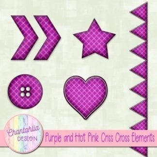 Free embellishments in a purple and hot pink criss cross style
