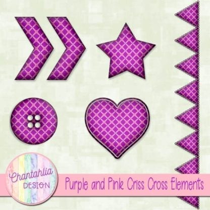 Free embellishments in a purple and pink criss cross style