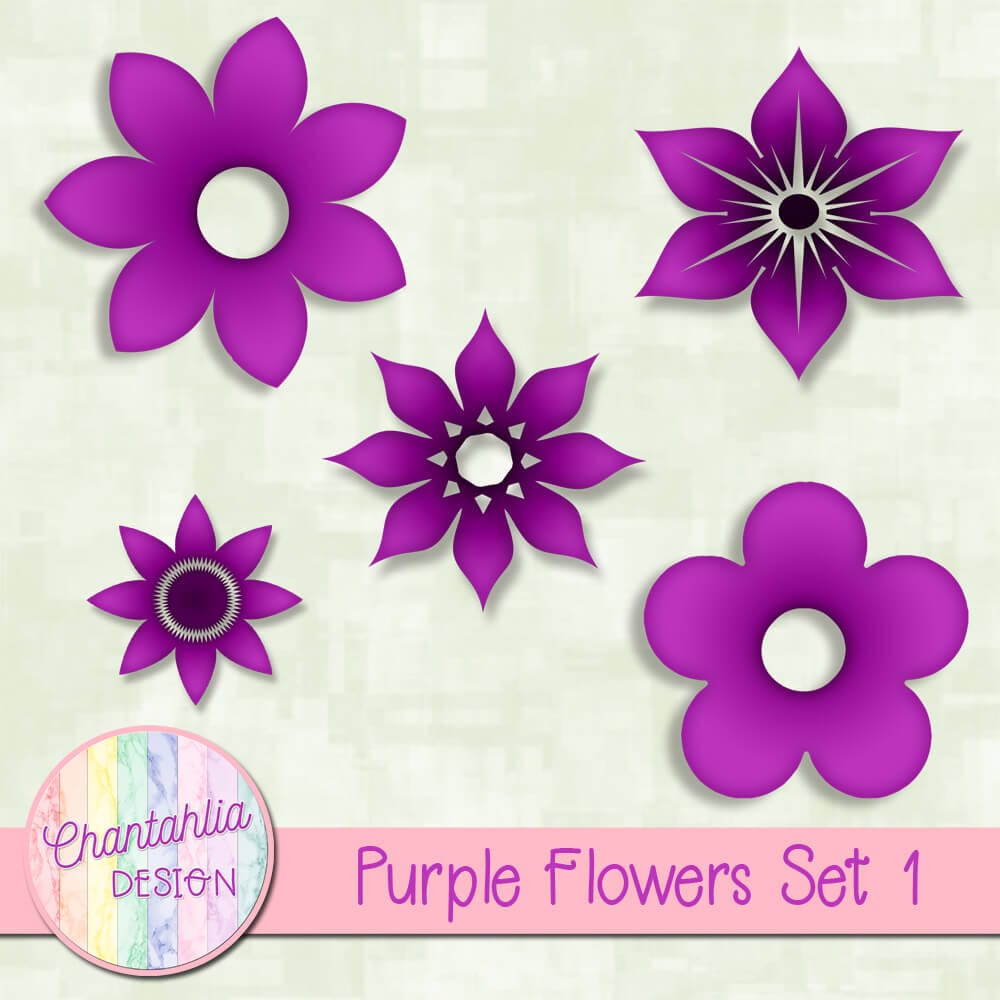 Free Flowers Design Elements in Purple