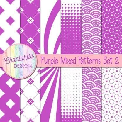 Free digital paper in purple mixed patterns