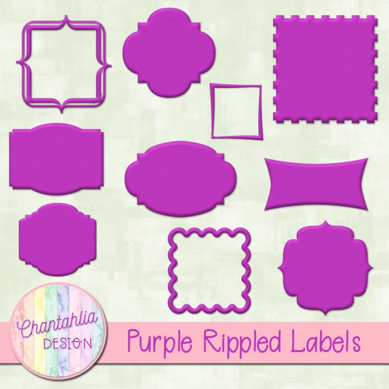 Free Rippled Labels Design Elements in Purple