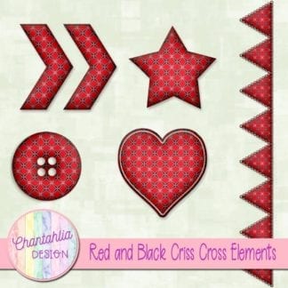 Free embellishments in a red and black criss cross style.