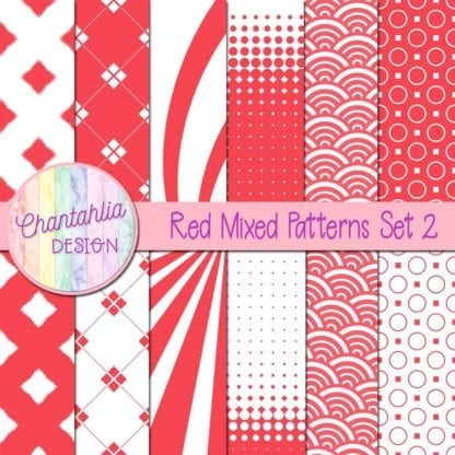 Free digital paper in red mixed patterns