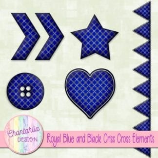 Free embellishments in a royal blue and black criss cross style
