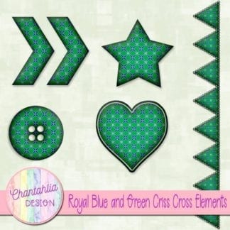 Free embellishments in a royal blue and green criss cross style.