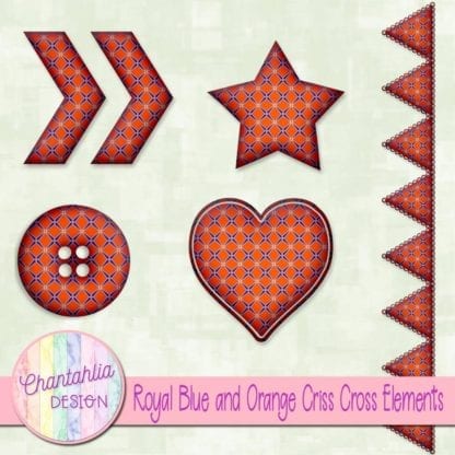 Free embellishments in a royal blue and orange criss cross style