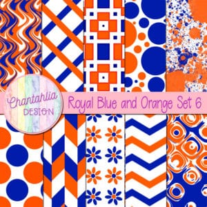 Free Royal Blue And Orange Digital Papers With Patterned Designs