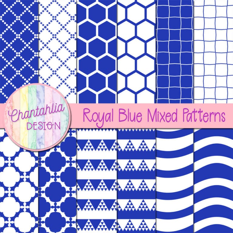 Free Digital Papers featuring Mixed Patterns in Royal Blue