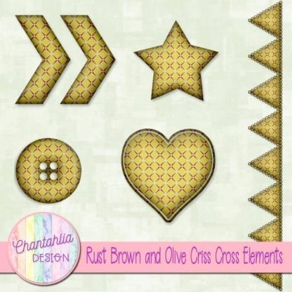 Free embellishments in a rust brown and olive criss cross style