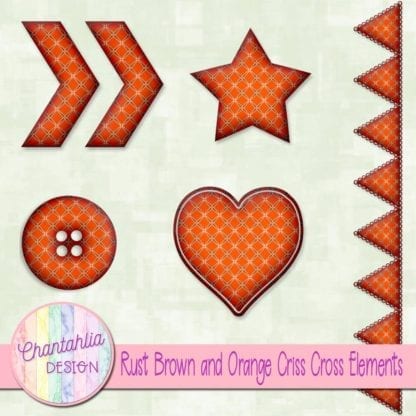 Free embellishments in a rust brown and orange criss cross style