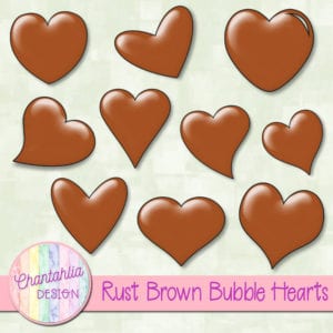 Free Bubble Hearts Design Elements in Rust Brown