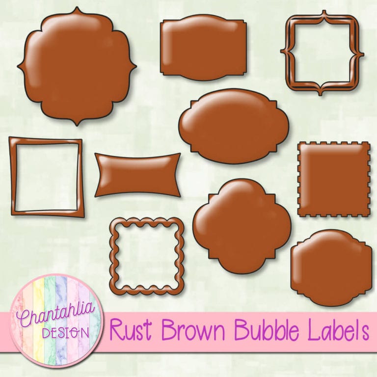 Free Bubble Labels Design Elements in Rust Brown
