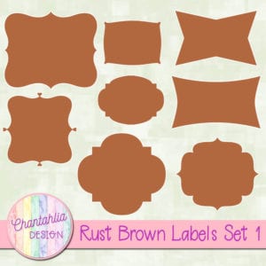Free Labels Design Elements in Rust Brown
