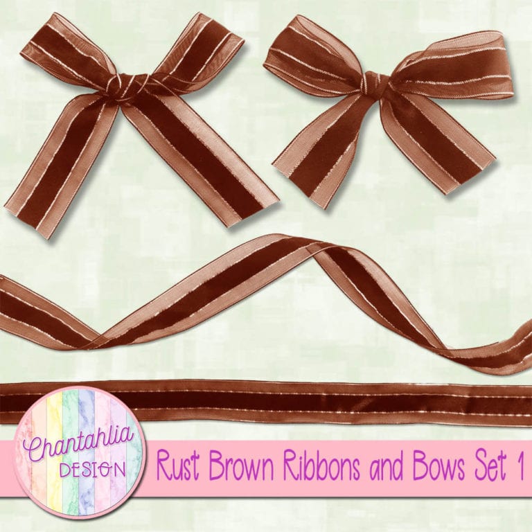 Free Ribbons and Bows Design Elements in Rust Brown