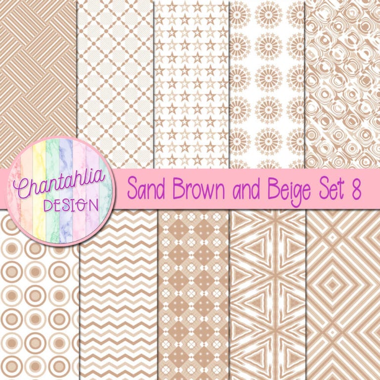 Free Sand Brown and Beige Digital Papers with Patterned Designs