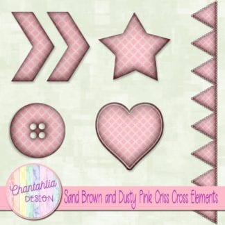 Free embellishments in a sand brown and dusty pink criss cross style