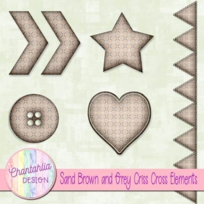 Free embellishments in a sand brown and grey criss cross style.