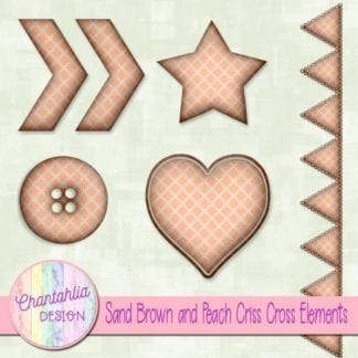 Free embellishments in a sand brown and peach criss cross style