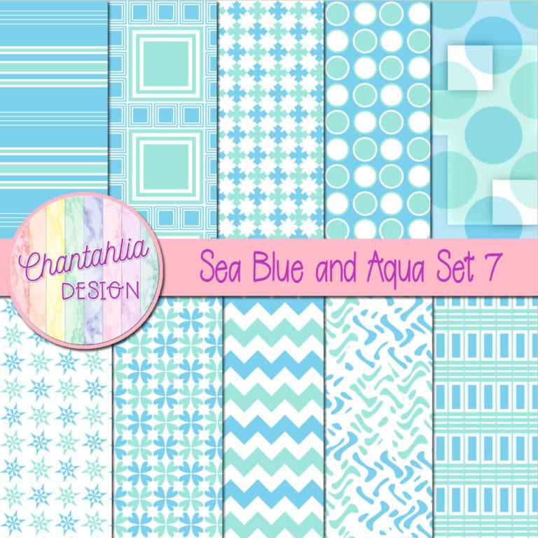 Free Sea Blue and Aqua Digital Papers with Patterned Designs