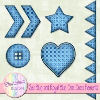 Free embellishments in a sea blue and royal blue criss cross style