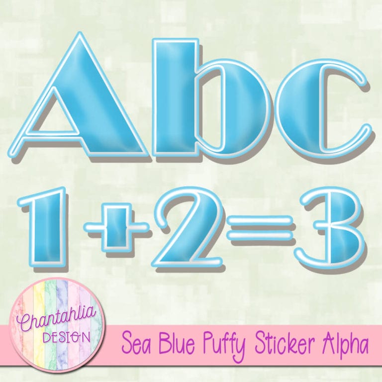 Sea Blue Puffy Sticker Alpha - Chantahlia Design