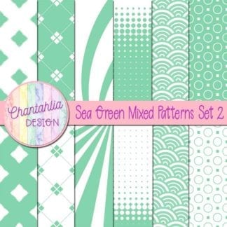 Free digital paper in sea green mixed patterns.