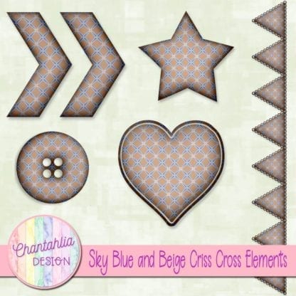 Free embellishments in a sky blue and beige criss cross style