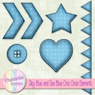 Free embellishments in a sky blue and sea blue criss cross style.