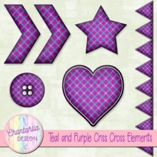 Free embellishments in a teal and purple criss cross style.