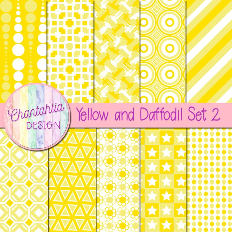 Free Yellow and Daffodil Digital Papers with Patterned Designs