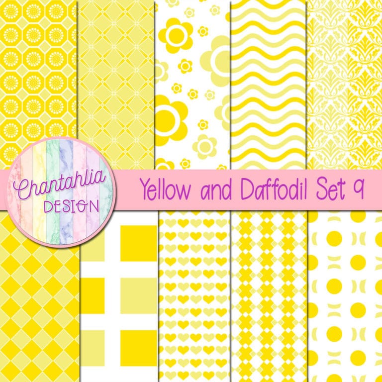 Free Yellow and Daffodil Digital Papers with Patterned Designs