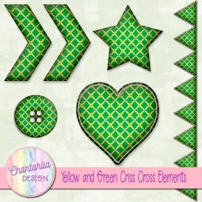 Free embellishments in a yellow and green criss cross style
