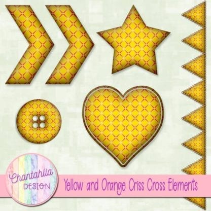 Free embellishments in a yellow and orange criss cross style.