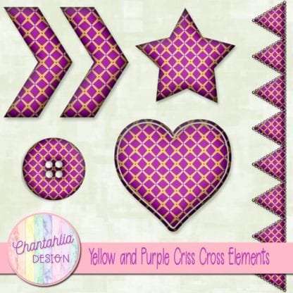 Free embellishments in a yellow and purple criss cross style.