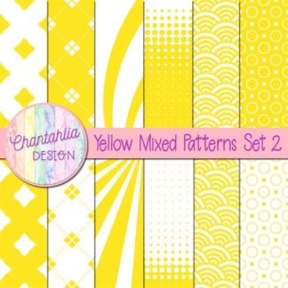 Free digital paper in yellow mixed patterns