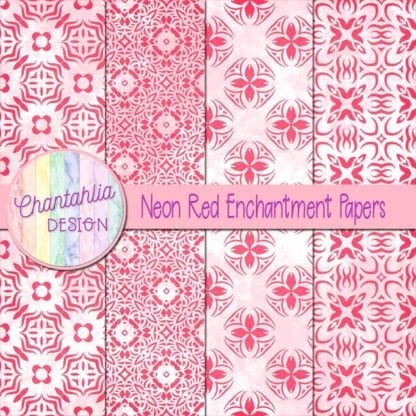 Neon Red Enchantment Digital Papers