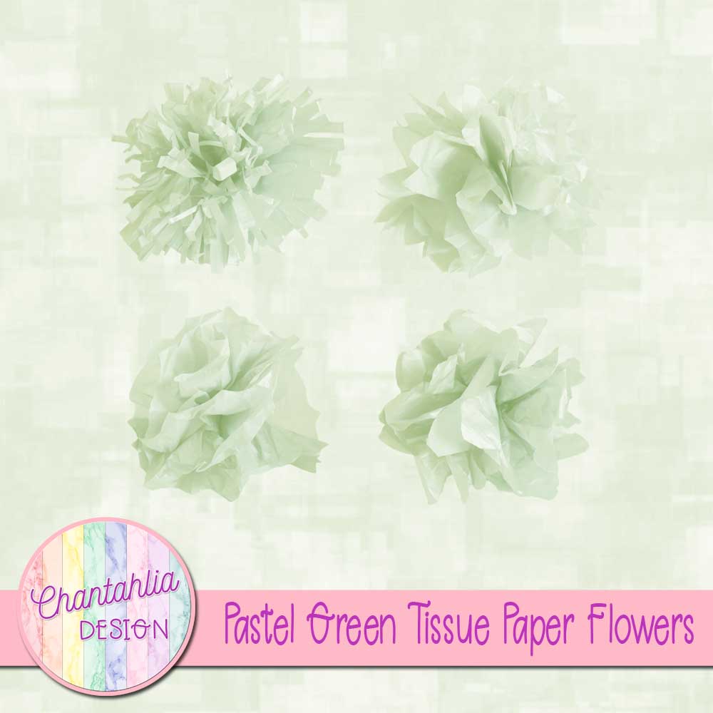 Free Tissue Paper Flowers Design Elements in Pastel Green