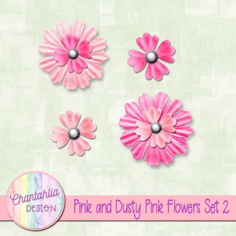 Free Pink and Dusty Free Pink Flowers for Digital Scrapbooking