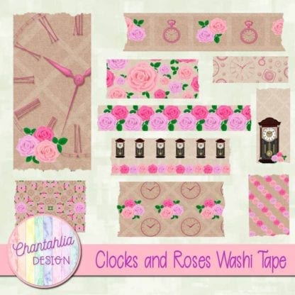 Clocks and Roses Washi Tape