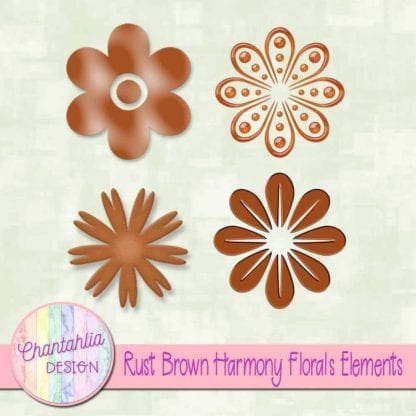 Rust Brown Harmony Florals Elements