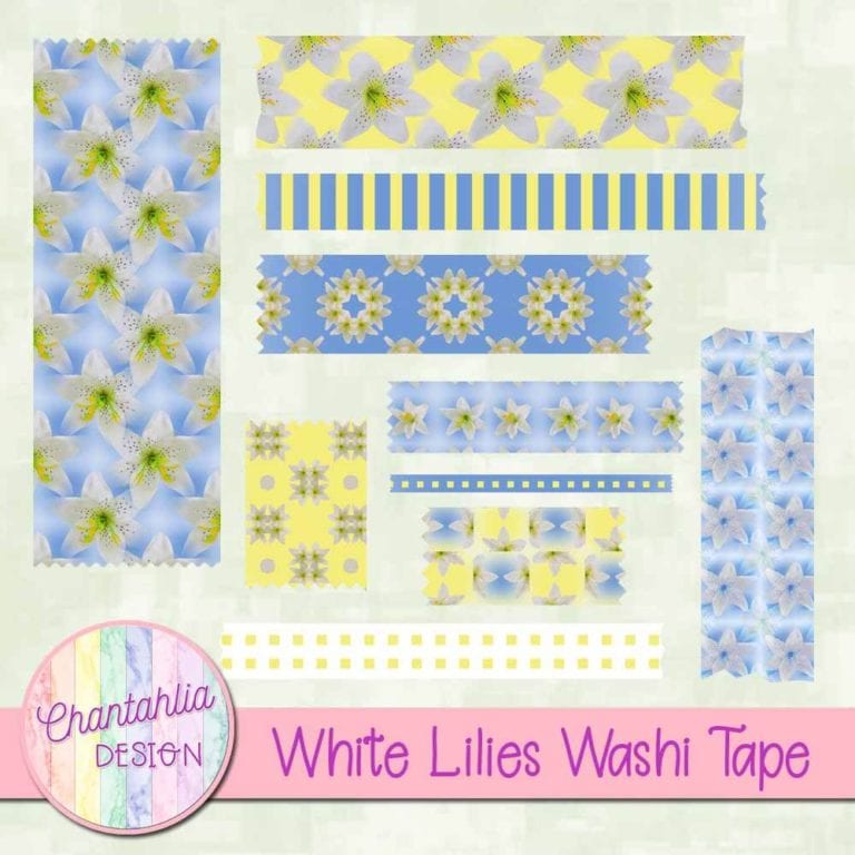 White Lilies Washi Tape Chantahlia Design