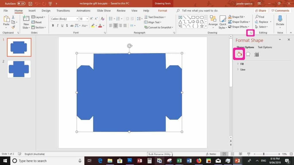 powerpoint screen of making gift box