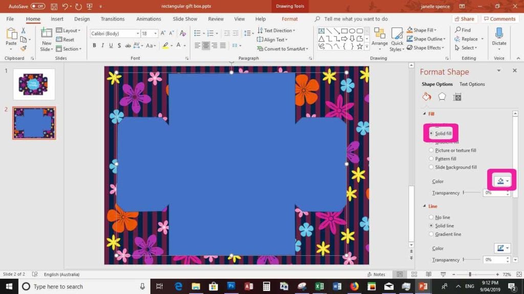 powerpoint screen of making gift box