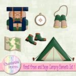 Free Forest Green and Beige Camping Elements