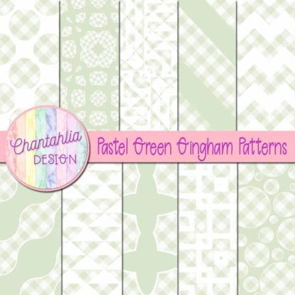 Free digital papers with pastel green gingham patterns.