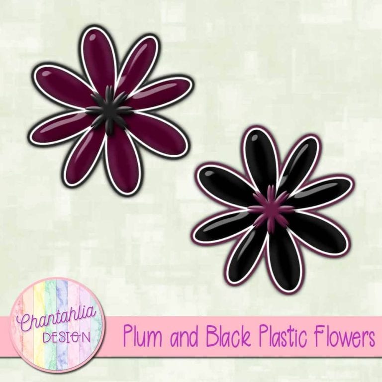 Plum and Black Plastic Flowers Chantahlia Design