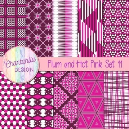 Plum and Hot Pink Digital Papers Set 11