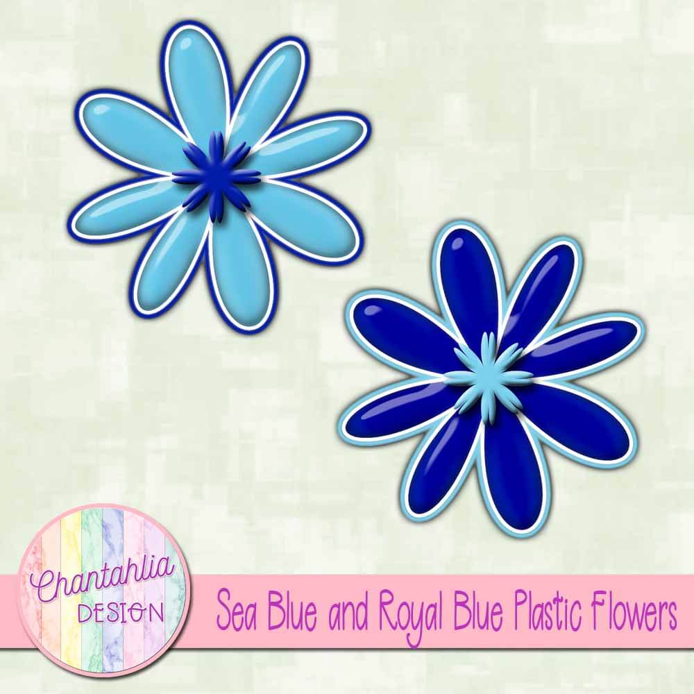 Sea Blue and Royal Blue Plastic Flowers - Chantahlia Design