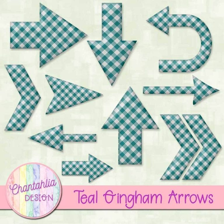 Free Gingham Arrows Design Elements in Teal
