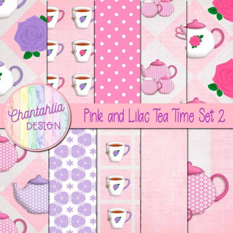Free Pink and Lilac Tea Time Digital Papers